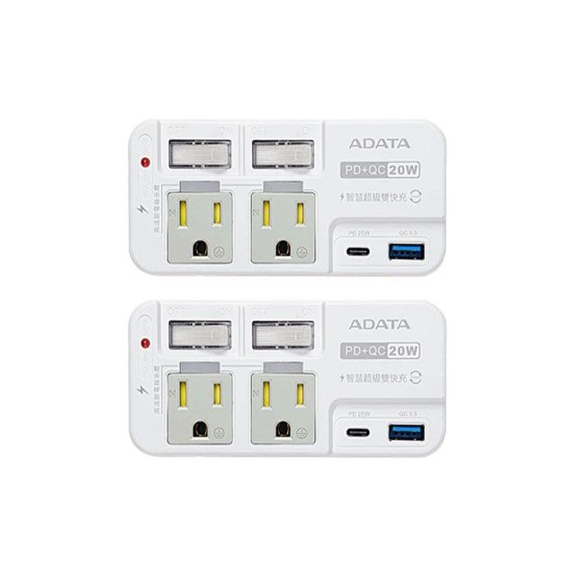 (2入組)2插座3P 20W 1A1C快充壁插轉接器 (R-52PLC)